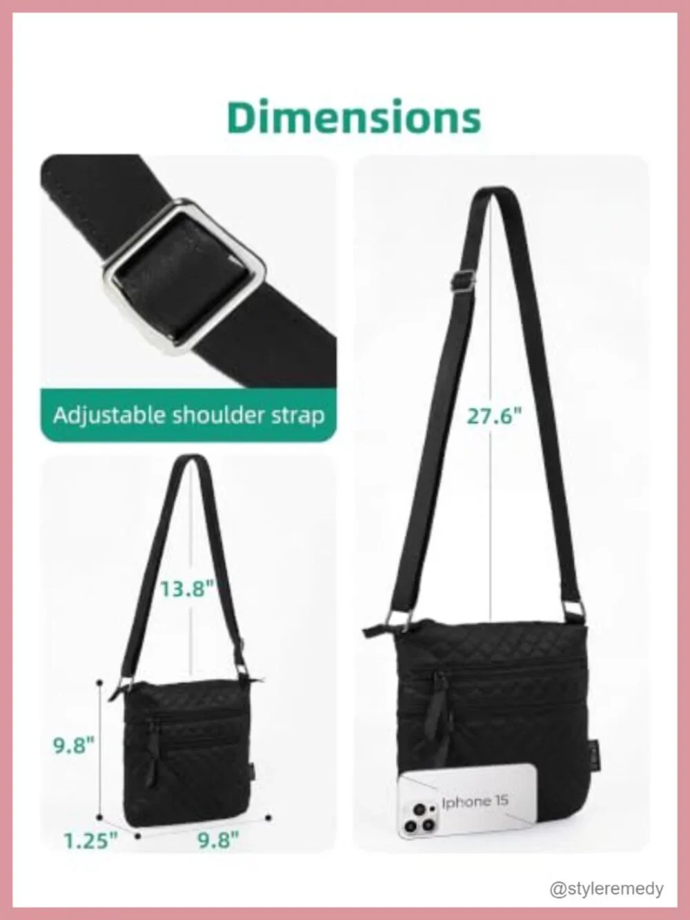 Quilted Crossbody Bag for Women, Small Sling Purse, Travel Wallet with